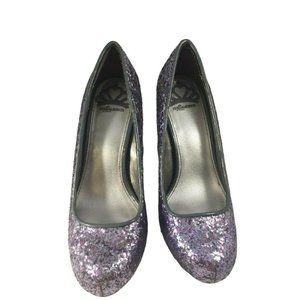 Fergalicious Womens High Heel Pumps Size 6M Silver/Multi-Color Sparkle Glitter